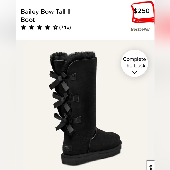 UGG BAILEY TALL II BOOTS TRIPLE BOW BLACK WITH BOX & ORIGINAL PACKAGING SIZE 6 - Picture 2 of 12